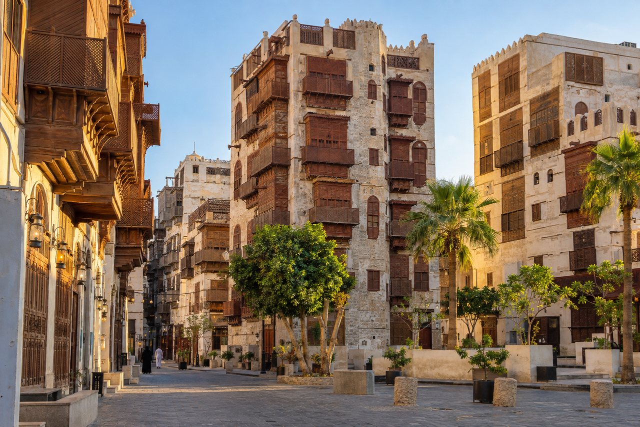 Jeddah: the coral-stone tower houses of Al-Balad old town (AI-generated image)