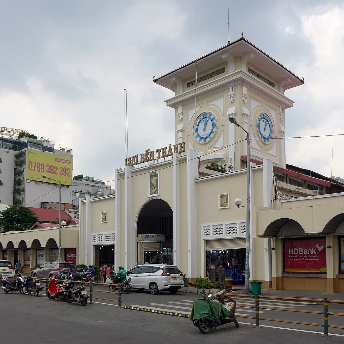 The clock tower and entrance of Ben Thanh Market in Ho Chi Minh City.